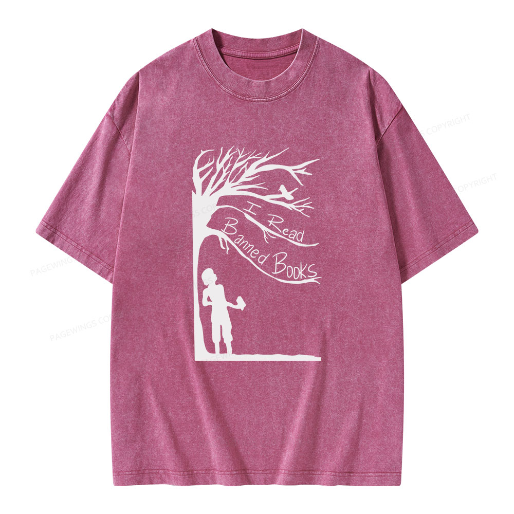Pagewings I Read Banned Books Unisex Washed T-shirt