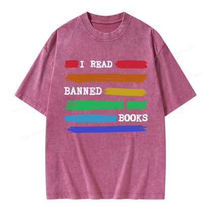 Pagewings I Read Banned Books Unisex Washed T-shirt