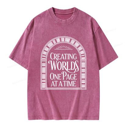 Pagewings Creating Worlds One Page At A Time Unisex Washed T-shirt