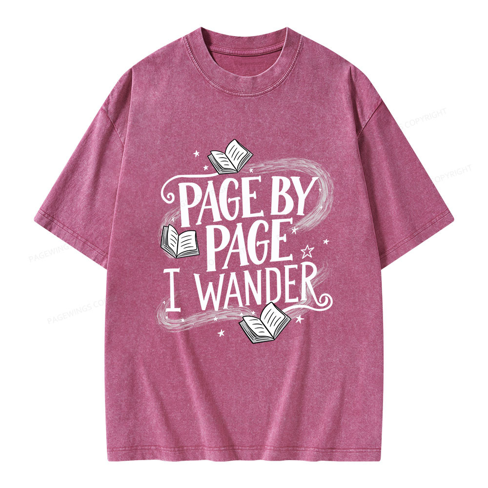 Pagewings Page By Page I Wander Unisex Washed T-shirt