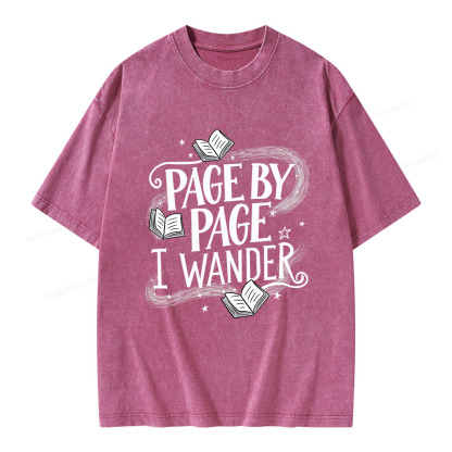 Pagewings Page By Page I Wander Unisex Washed T-shirt