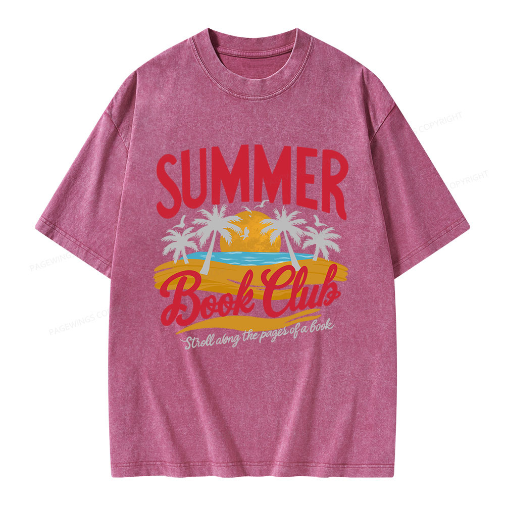Pagewings Summer Book Club Unisex Washed T-shirt