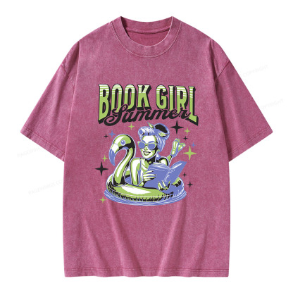Pagewings Bookish Girl Summer Unisex Washed T-shirt