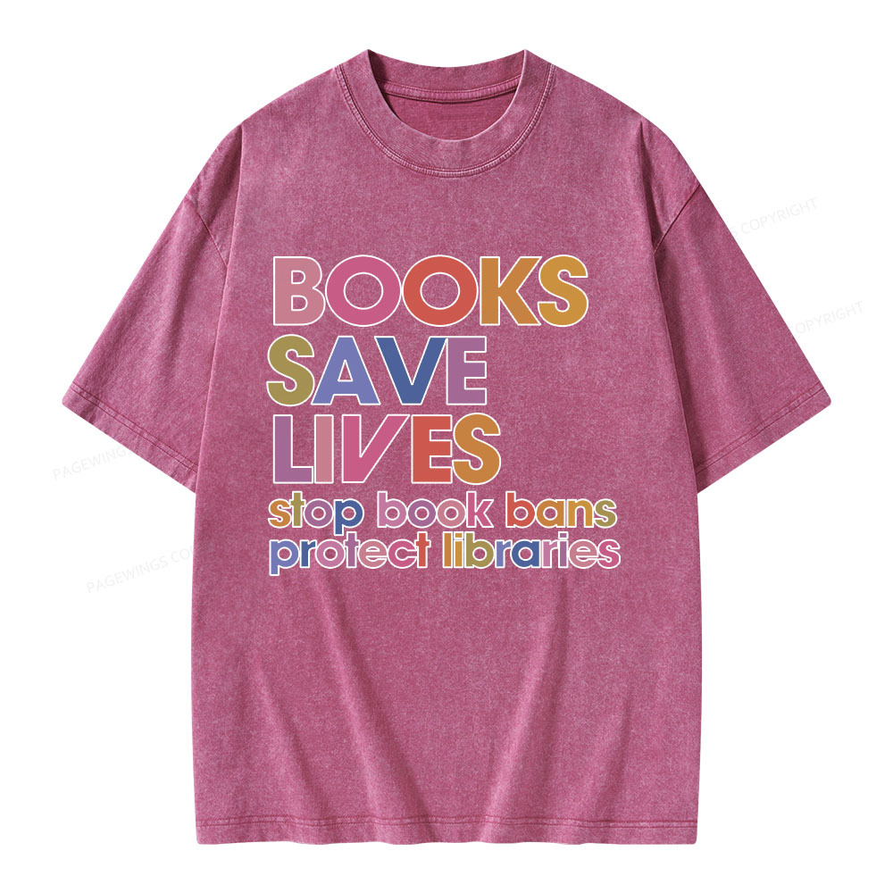 Pagewings Books Save Lives Unisex Washed T-shirt