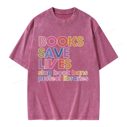 Pagewings Books Save Lives Unisex Washed T-shirt