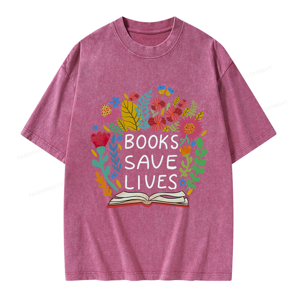 Pagewings Books Save Lives Unisex Washed T-shirt