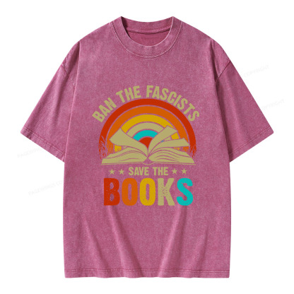 Pagewings Ban The Fascists Save The Books Unisex Washed T-shirt
