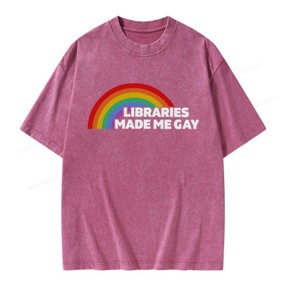 Pagewings Libraries Made Me Gay Unisex Washed T-shirt