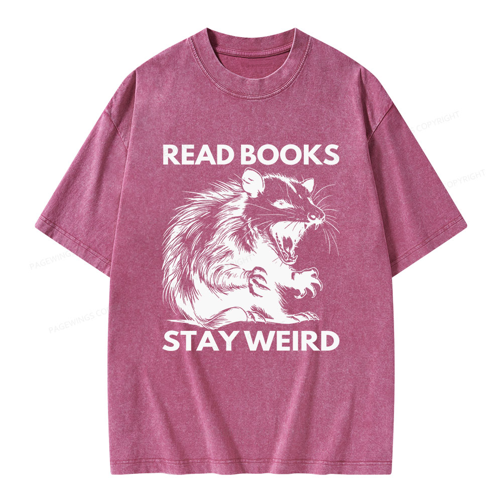 Pagewings Read Books Stay Weird Unisex Washed T-shirt