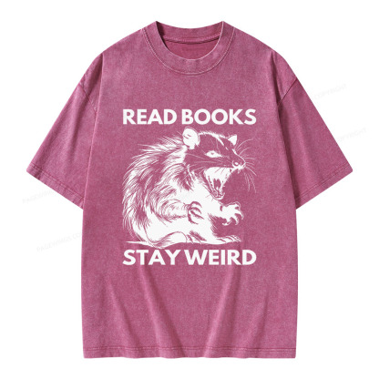 Pagewings Read Books Stay Weird Unisex Washed T-shirt