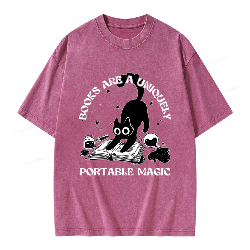 Pagewings Books Are Uniquely Portable Magic Unisex Washed T-shirt
