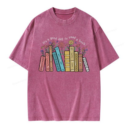 Pagewings It’s A Good Day To Read A Book Unisex Washed T-shirt