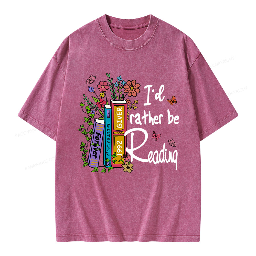 Pagewings I'd Rather Be Reading Unisex Washed T-shirt
