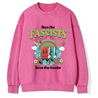 Pagewings Ban the Fascists Save the Books Unisex Washed Sweatshirt