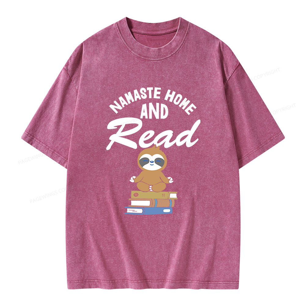 Pagewings Namaste Home And Read Unisex Washed T-shirt