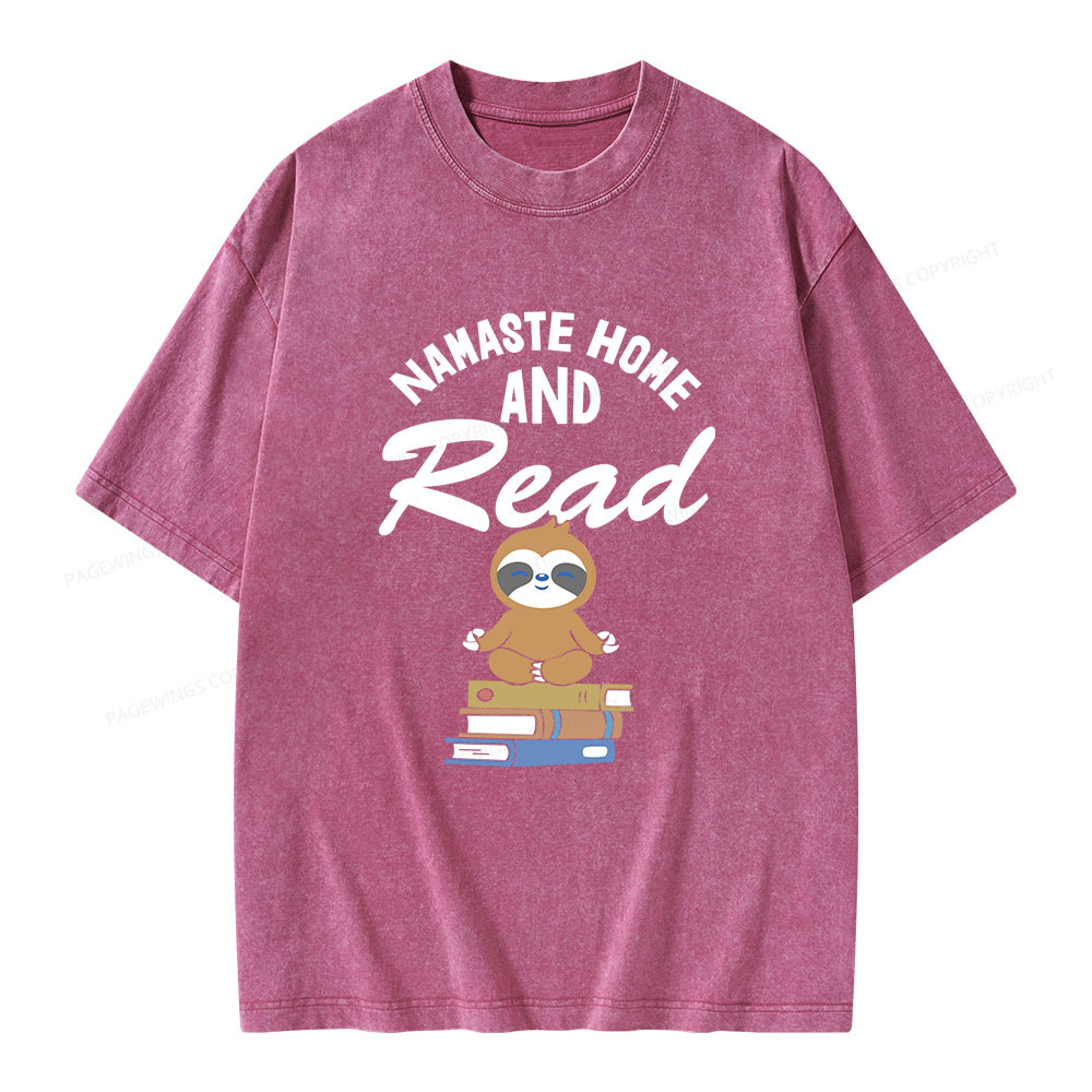 Pagewings Namaste Home And Read Unisex Washed T-shirt