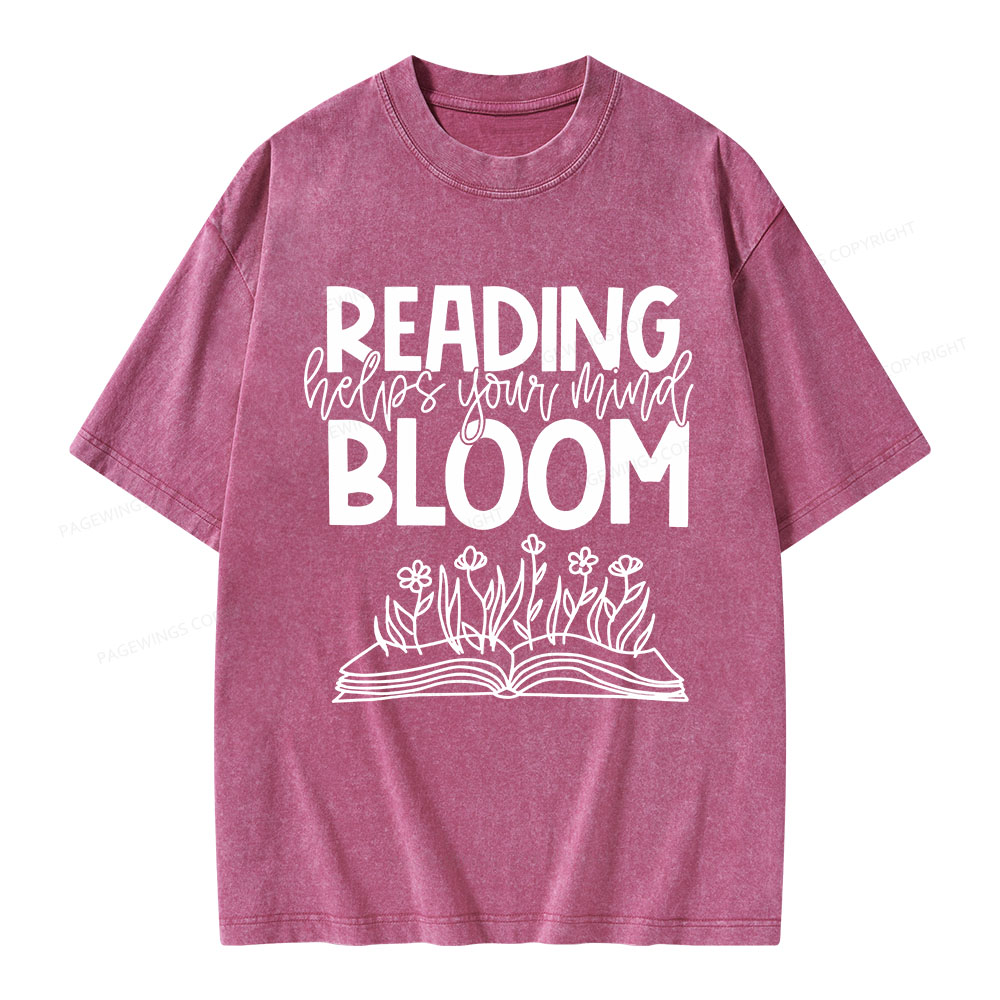Pagewings Reading Helps Your Mind Bloom Unisex Washed T-shirt