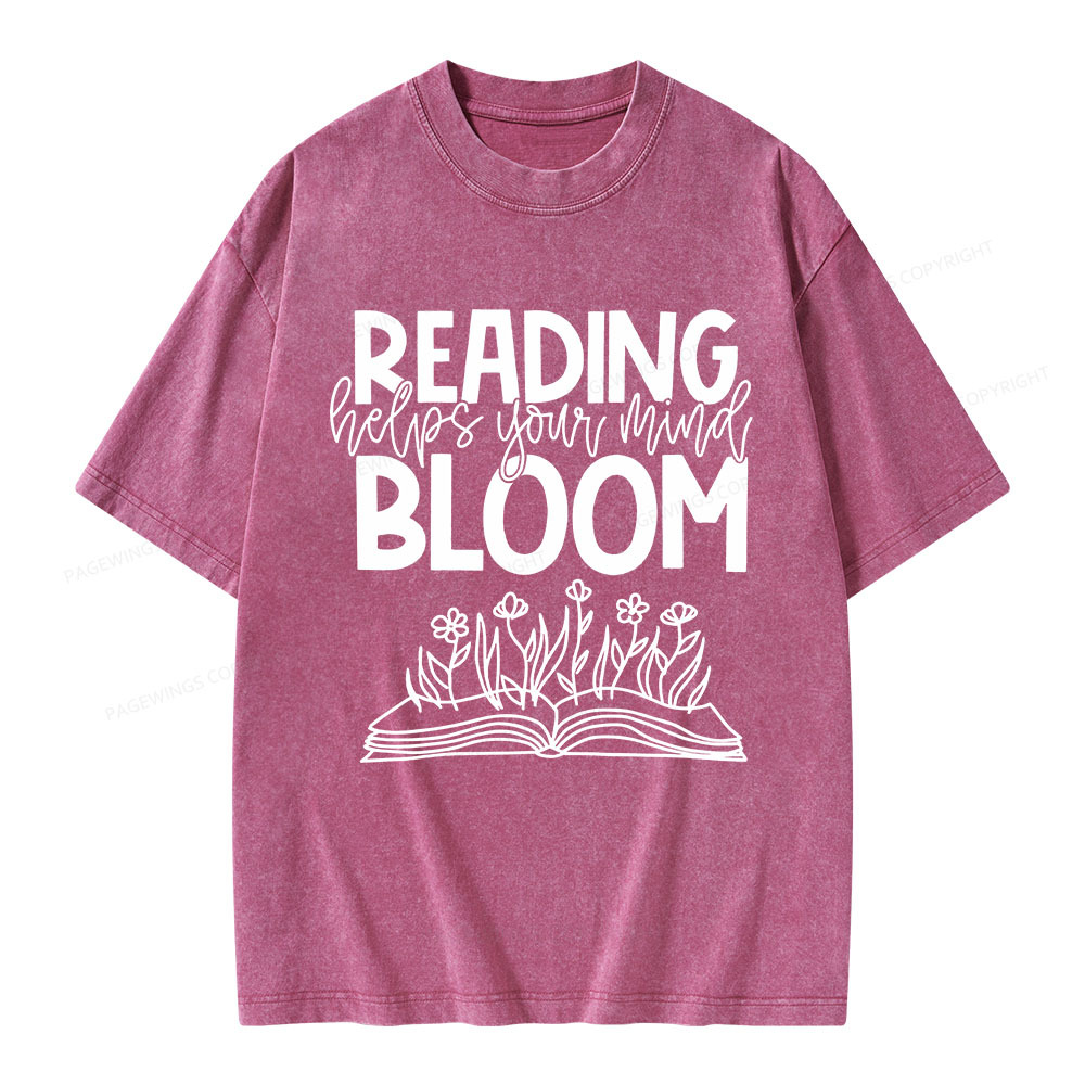 Pagewings Reading Helps Your Mind Bloom Unisex Washed T-shirt