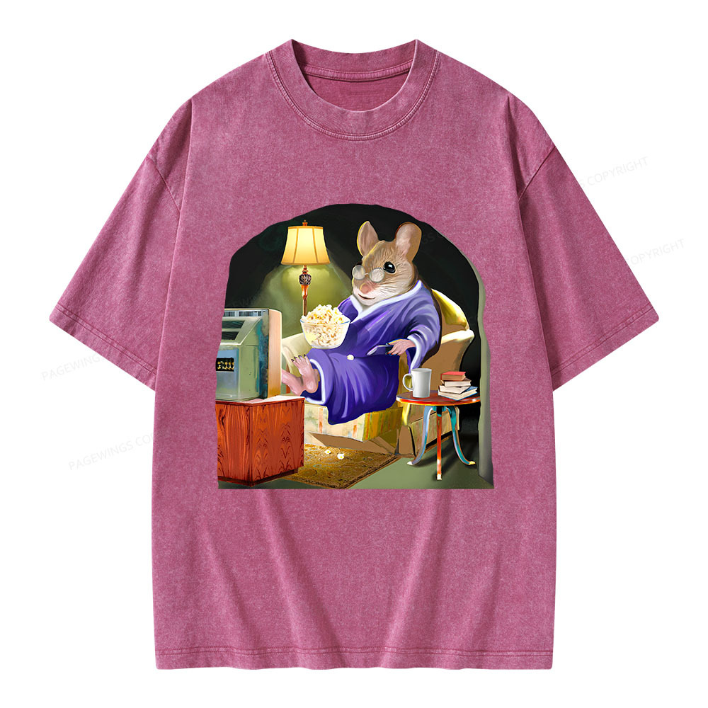 Pagewings Leisurely Mouse Unisex Washed T-shirt