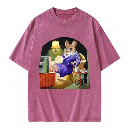Pagewings Leisurely Mouse Unisex Washed T-shirt