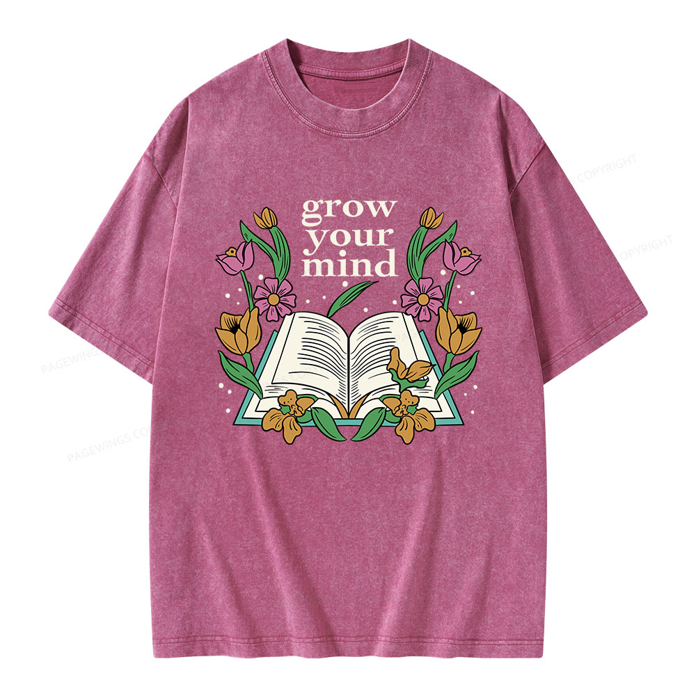 Pagewings Grow Your Mind Unisex Washed T-shirt