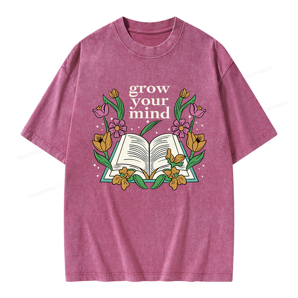 Pagewings Grow Your Mind Unisex Washed T-shirt