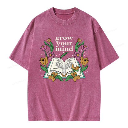 Pagewings Grow Your Mind Unisex Washed T-shirt