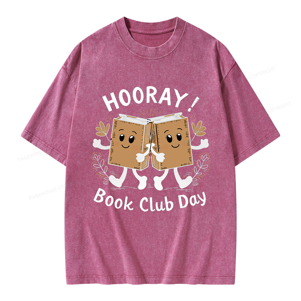 Pagewings Hooray Book Club Day Unisex Washed T-shirt