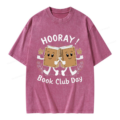 Pagewings Hooray Book Club Day Unisex Washed T-shirt