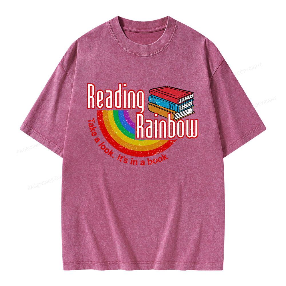 Pagewings Reading Rainbow Unisex Washed T-shirt
