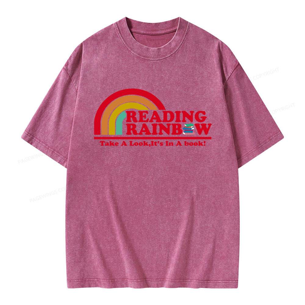 Pagewings Reading Rainbow Unisex Washed T-shirt