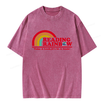 Pagewings Reading Rainbow Unisex Washed T-shirt