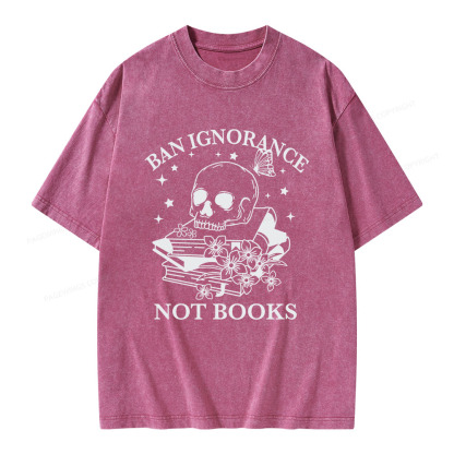 Pagewings Ban Ignorance Not Books Unisex Washed T-shirt