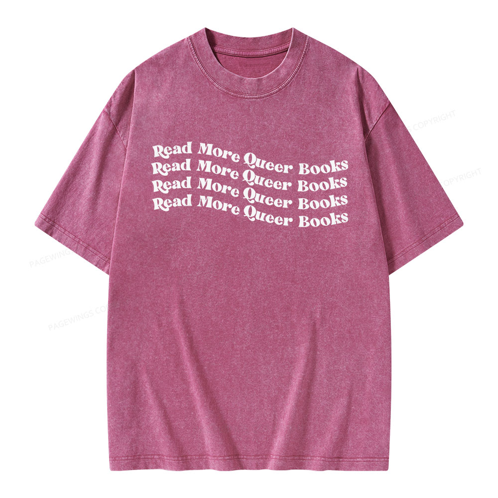 Pagewings Read More Queer Books Unisex Washed T-shirt
