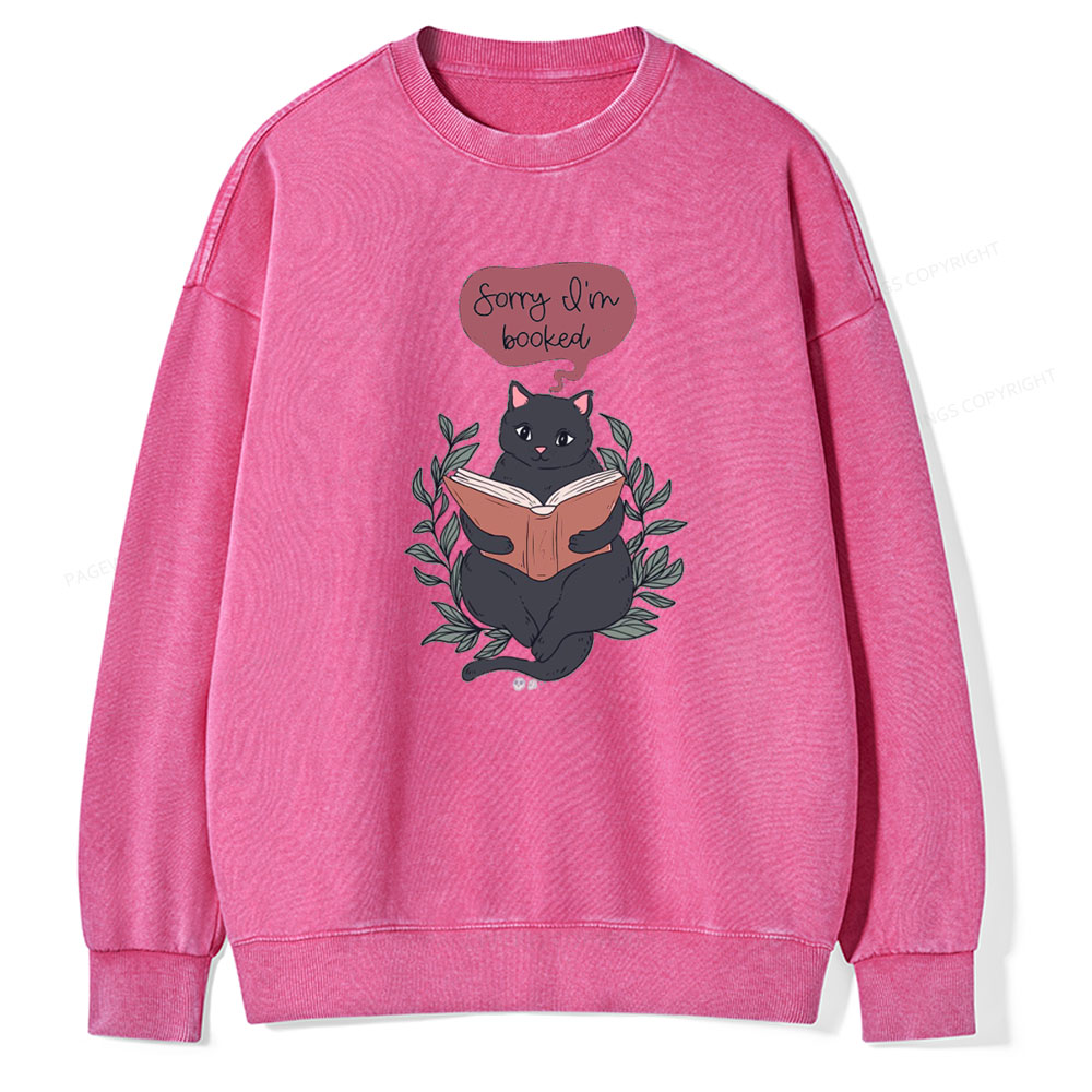 Pagewings Cats love reading books Unisex Washed Sweatshirt