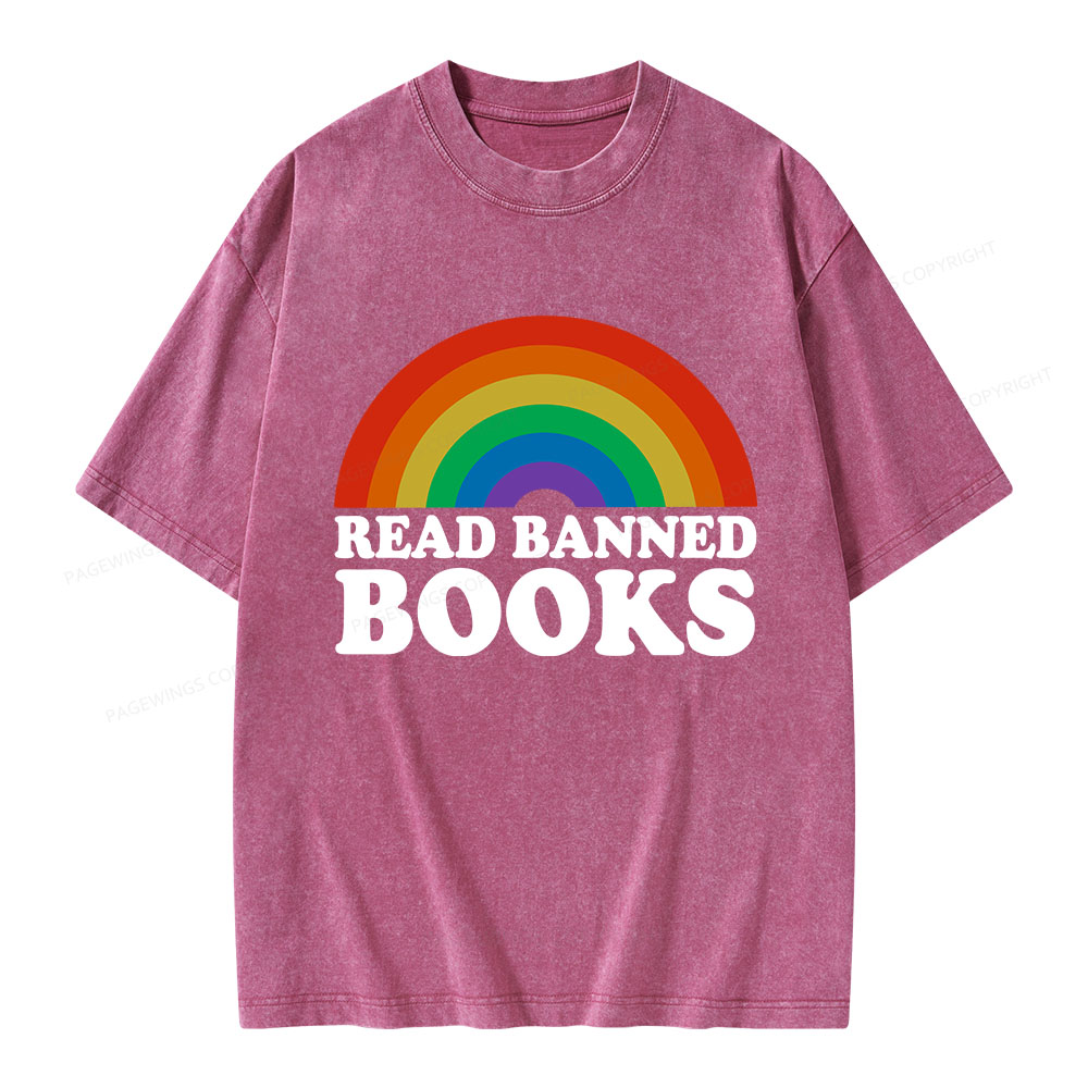 Pagewings Read Banned Books Unisex Washed T-shirt