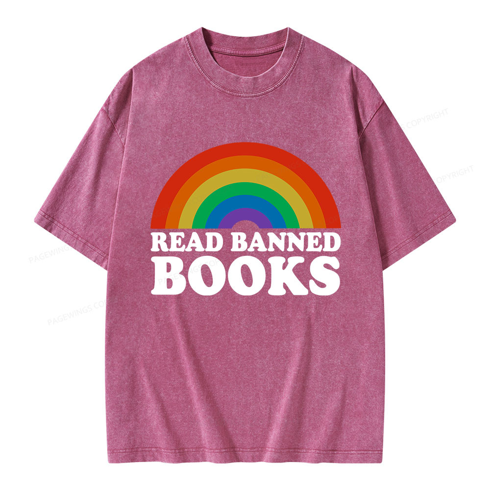 Pagewings Read Banned Books Unisex Washed T-shirt