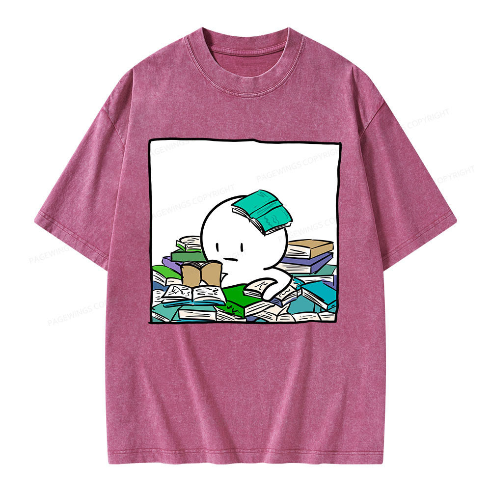 Pagewings Drowning In Books But Loving Every Moment Unisex Washed T-shirt