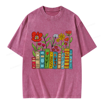 Pagewings Books Blooming Like Flowers In The Mind Unisex Washed T-shirt