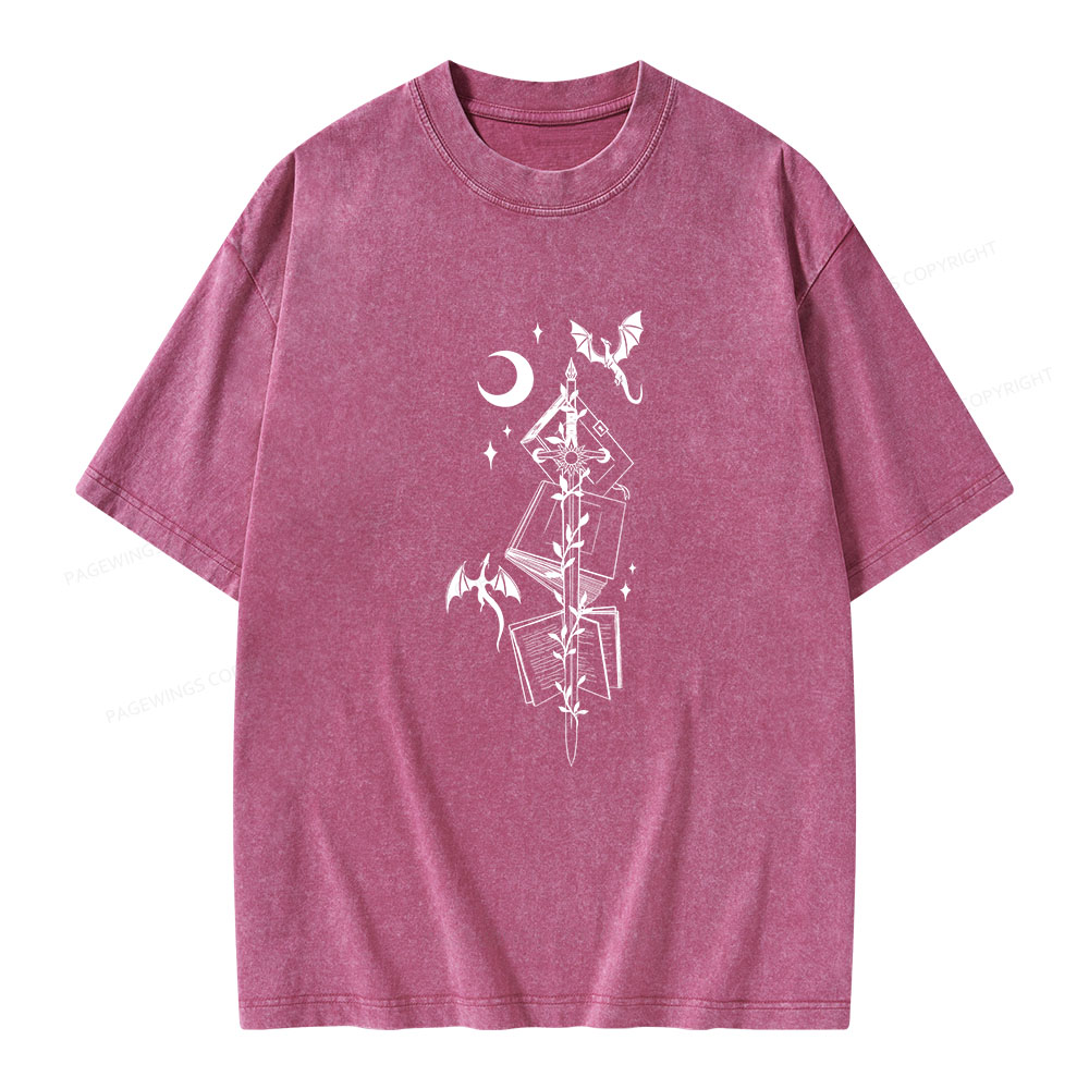 Pagewings Book Dragons Unisex Washed T-shirt