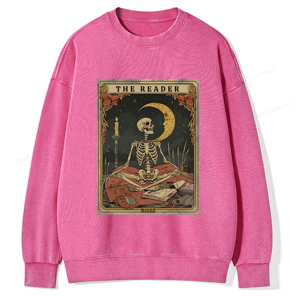 Pagewings The Reader Tarot Card Unisex Washed Sweatshirt