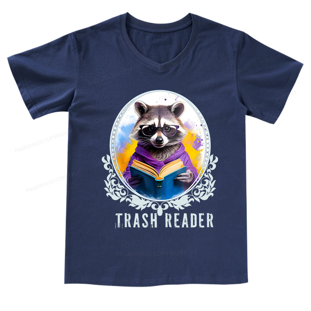 Pagewings Trash Reader V-neck T-shirt