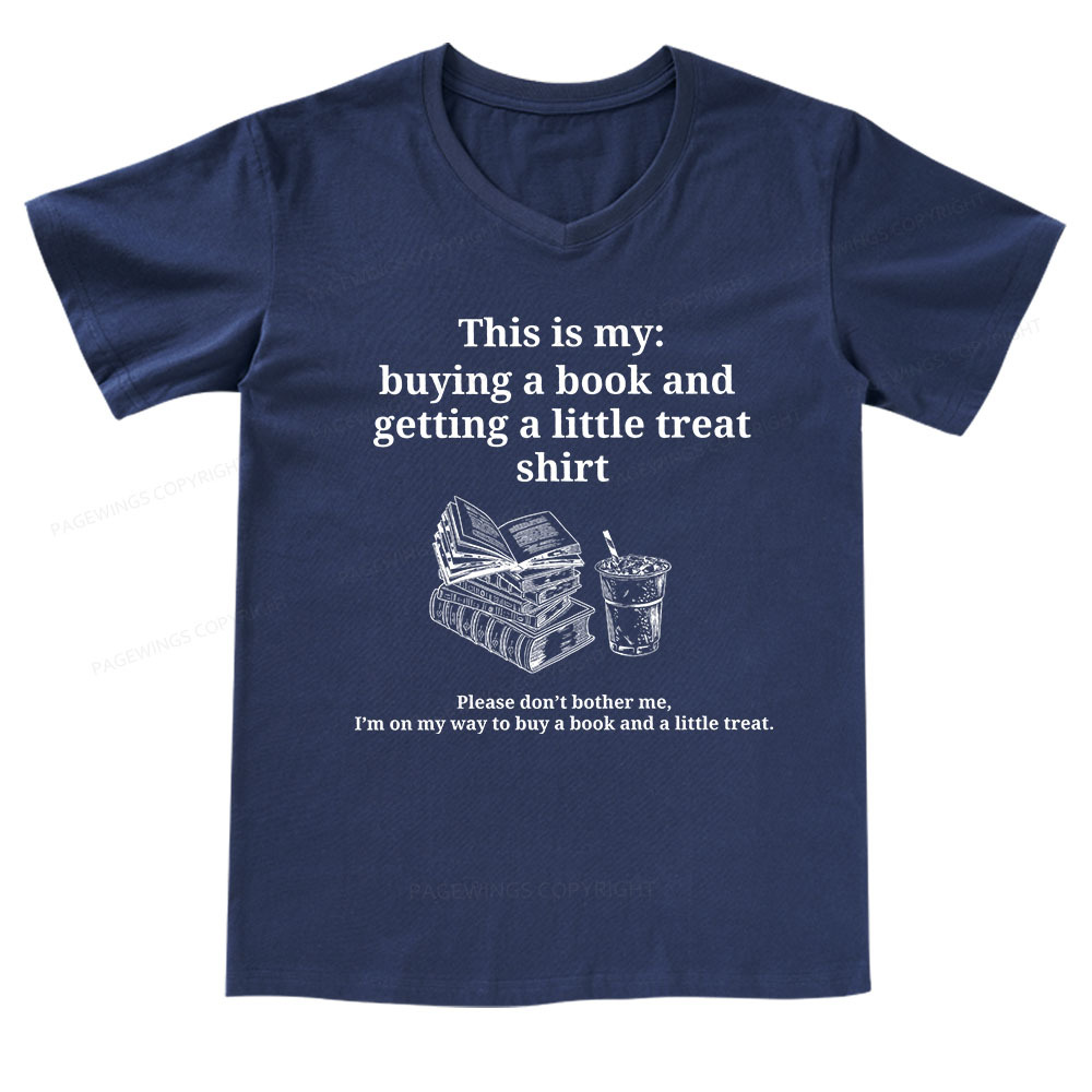 Pagewings Buying A Book And Getting A Little Treat V-neck T-shirt