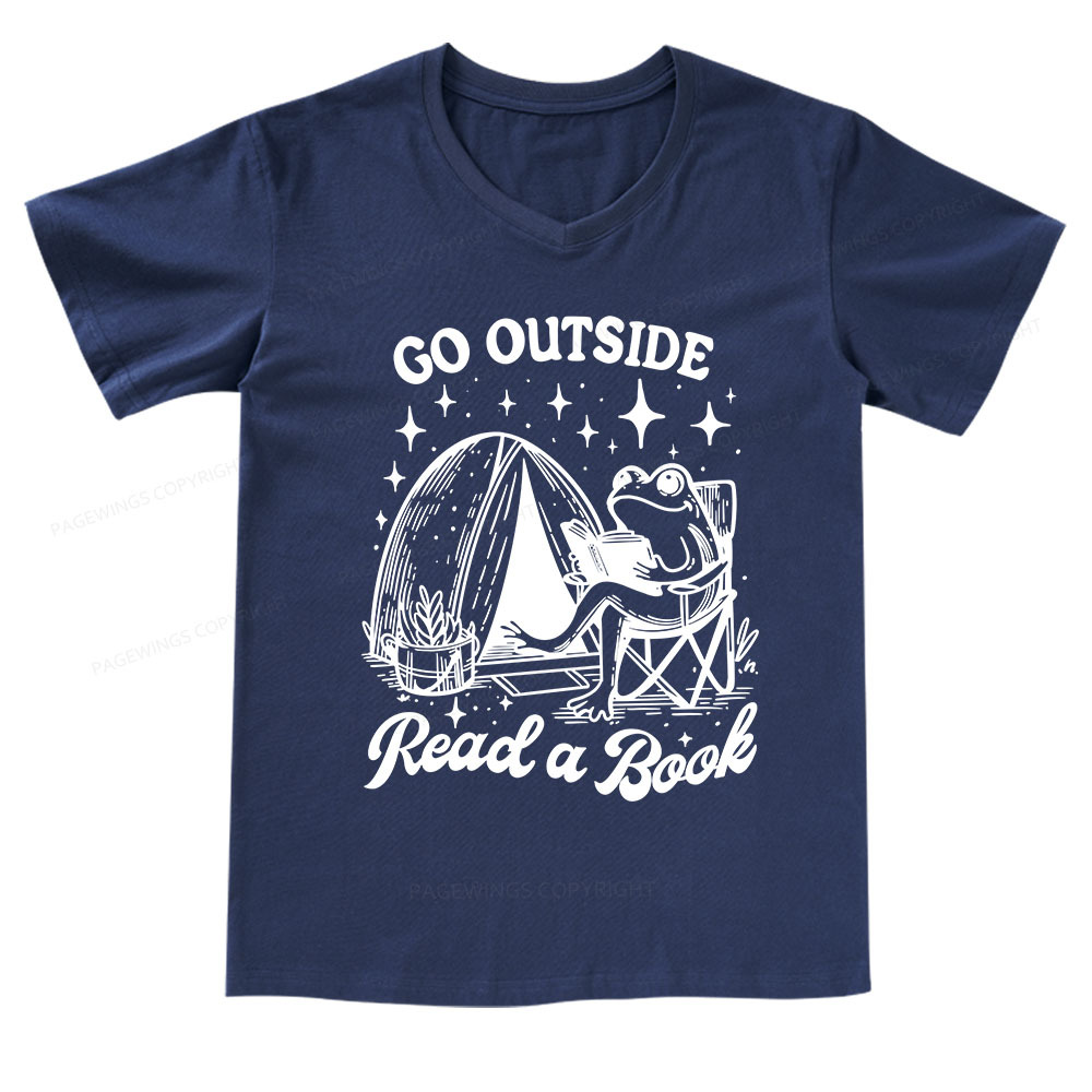 Pagewings Go Outside V-neck T-shirt
