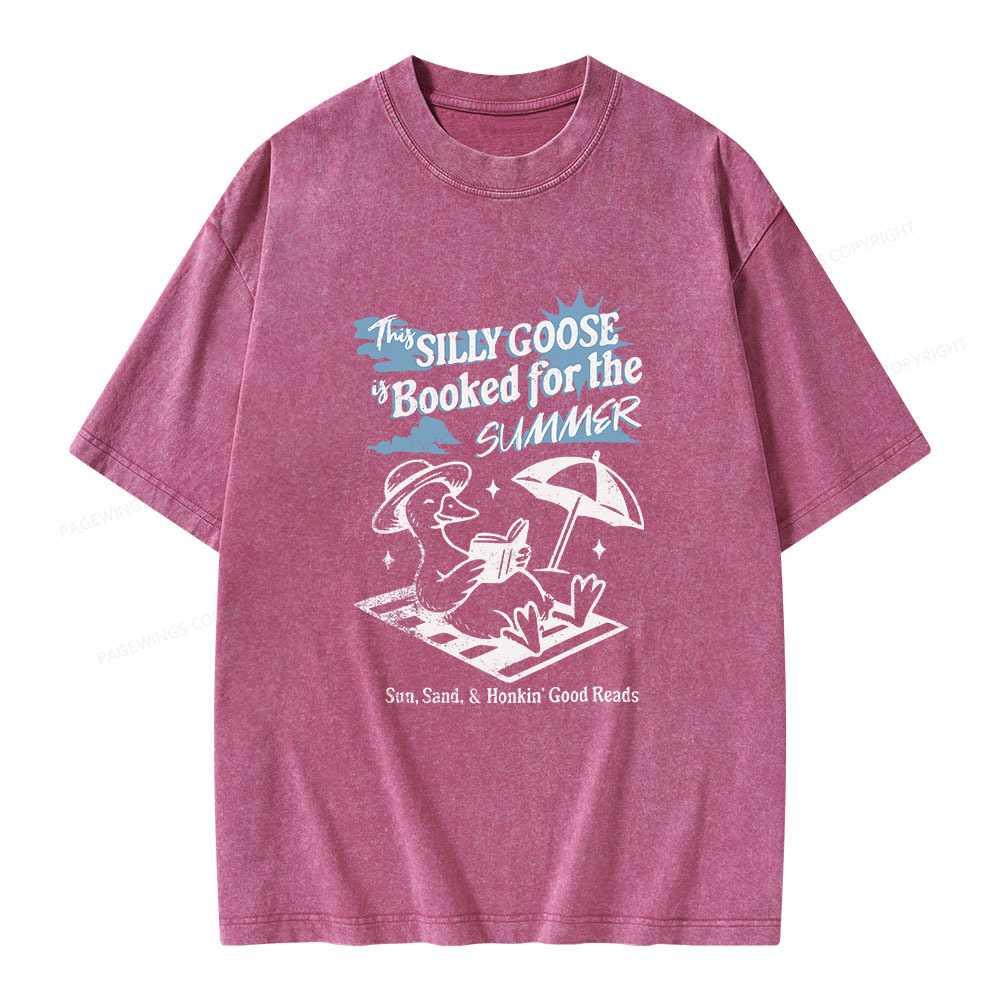 Pagewings Silly Goose Booked for the Summer Unisex Washed T-shirt