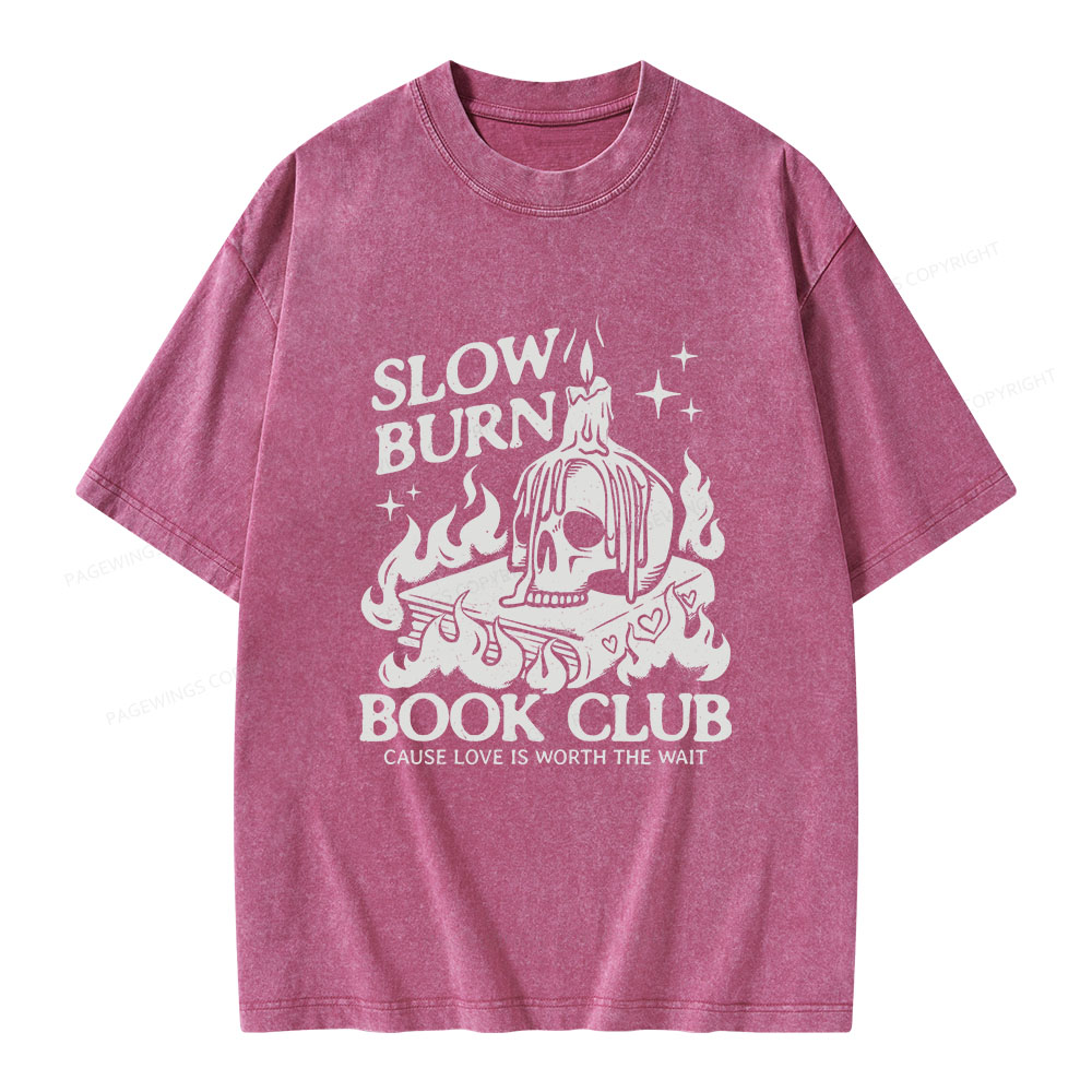 Pagewings Slow Burn Book Club Unisex Washed T-shirt