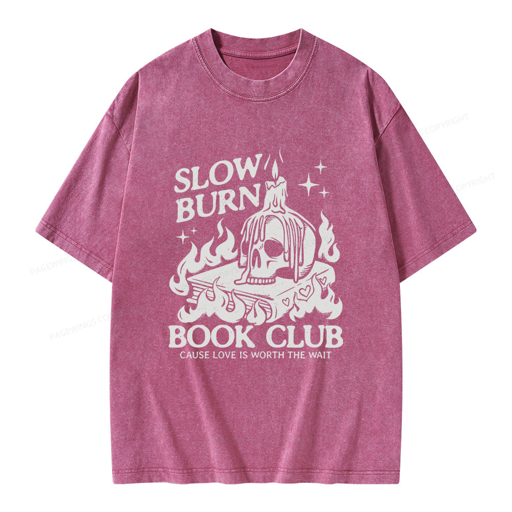 Pagewings Slow Burn Book Club Unisex Washed T-shirt