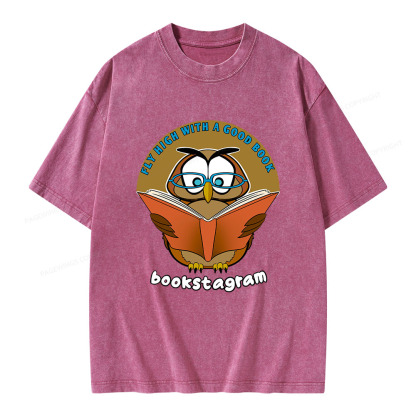 Pagewings Fly High With A Good Book Unisex Washed T-shirt