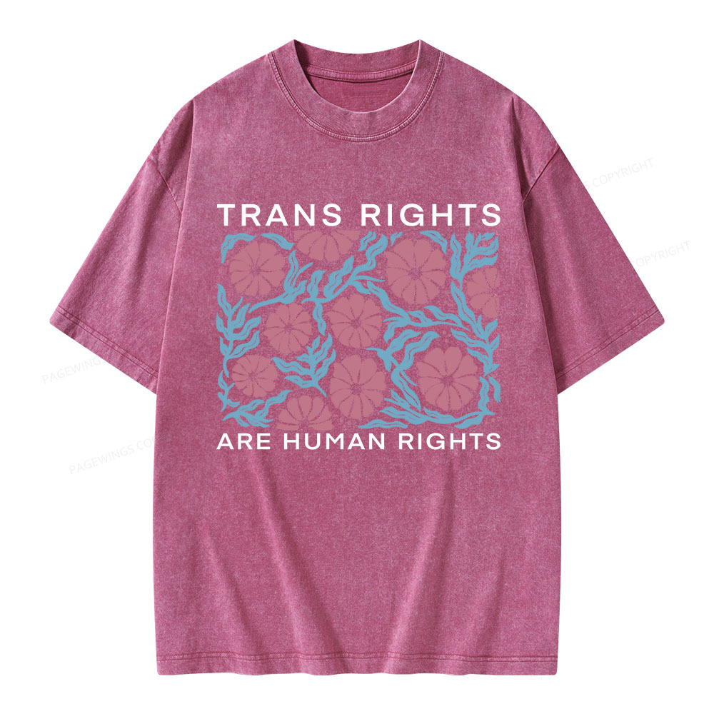 Pagewings Trans Rights Are Human Rights Unisex Washed T-shirt