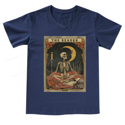 Pagewings The Reader Tarot Card V-neck T-shirt